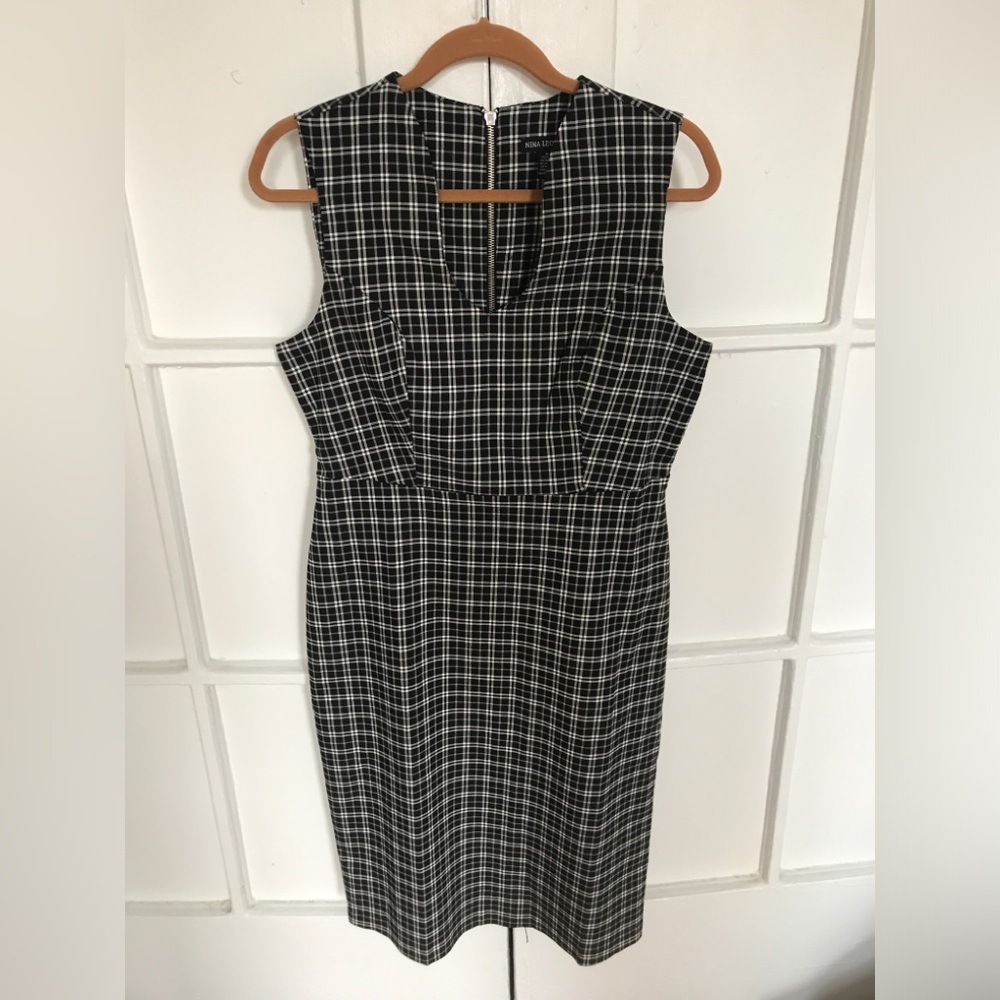 New Nina Leonard Plaid Check Shift Dress Medium